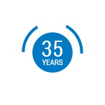 over 35 years of roofing experience trust badge